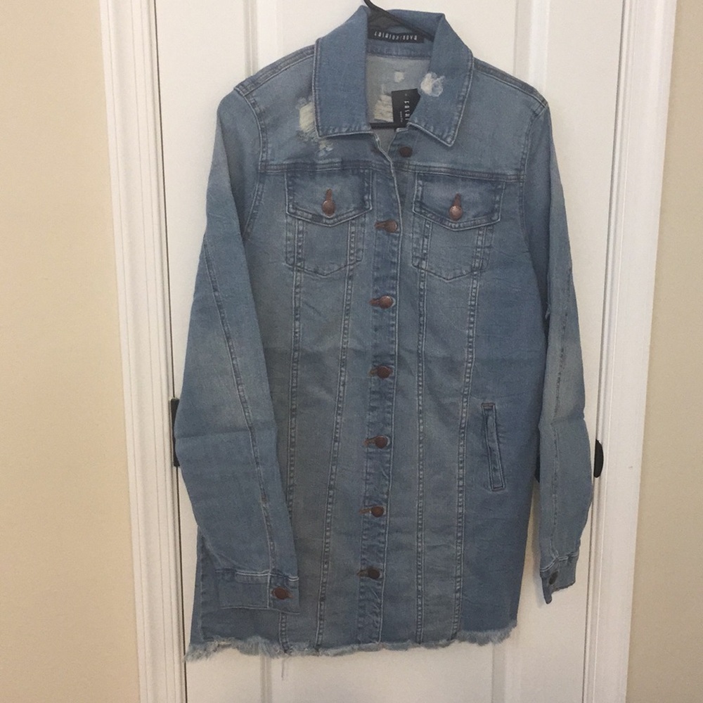 Fashion nova longline jean destroyed jacket new